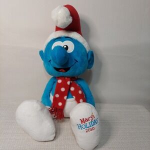 Smurf Plush Macy's Holiday 2010 Christmas Santa Papa 21" Stuffed Animal Red Hat